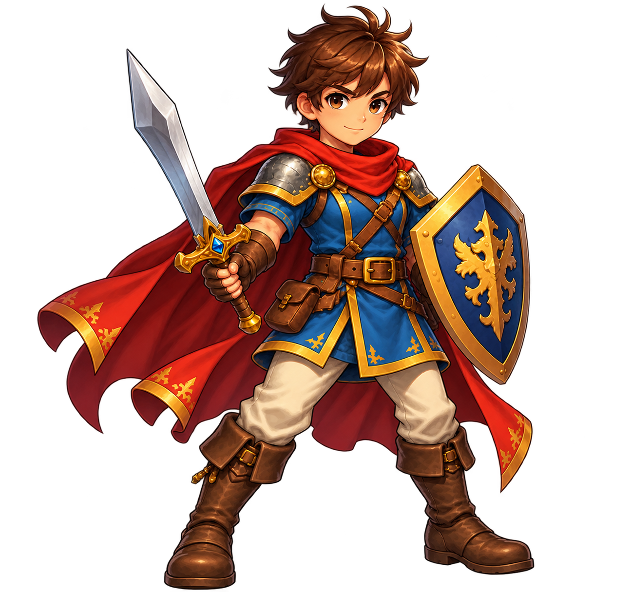 Boy adventurer with sword and shield