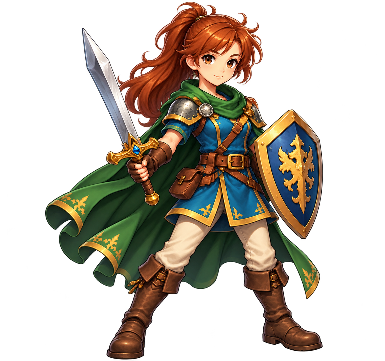Girl adventurer with sword and shield